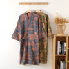Cotton bathrobe – Lightweight kimono style – Dark blue or light green – Ideal for lounging and relaxation