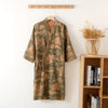 Cotton bathrobe – Lightweight kimono style – Dark blue or light green – Ideal for lounging and relaxation