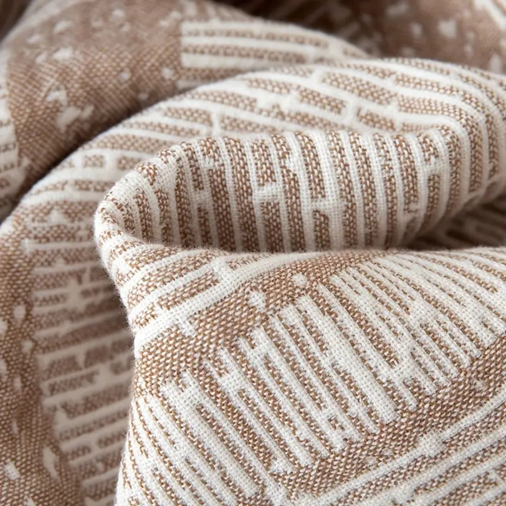 Cotton blanket – Soft and breathable – Mixed tone geometric design – Cozy home accessory – 50 x 60 in