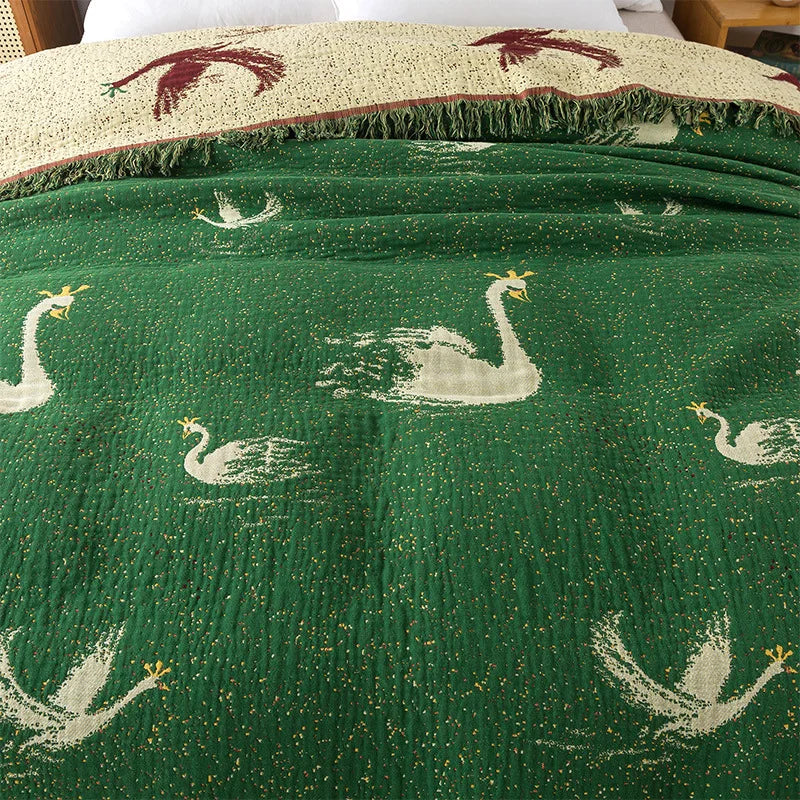 Cotton blanket – Soft muslin – Natural finish – Lightweight summer throw for double beds