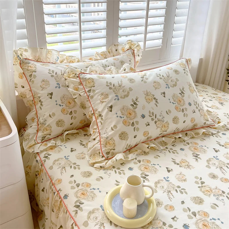 Cotton pillow cases – Floral design – Standard pillow size – Soft and breathable bedding accessory