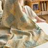 Cotton quilt – Breathable jacquard – Vintage check and paisley patterns – Lightweight summer throw blanket – 60 x 80