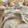 Cotton quilt – Breathable jacquard – Vintage check and paisley patterns – Lightweight summer throw blanket – 60 x 80