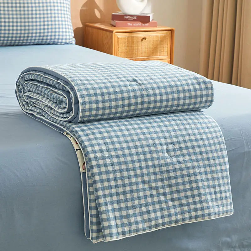 Cotton quilt – Soft washed fabric – Japanese style – Lightweight summer bedding for bedroom or dorm – Twin size