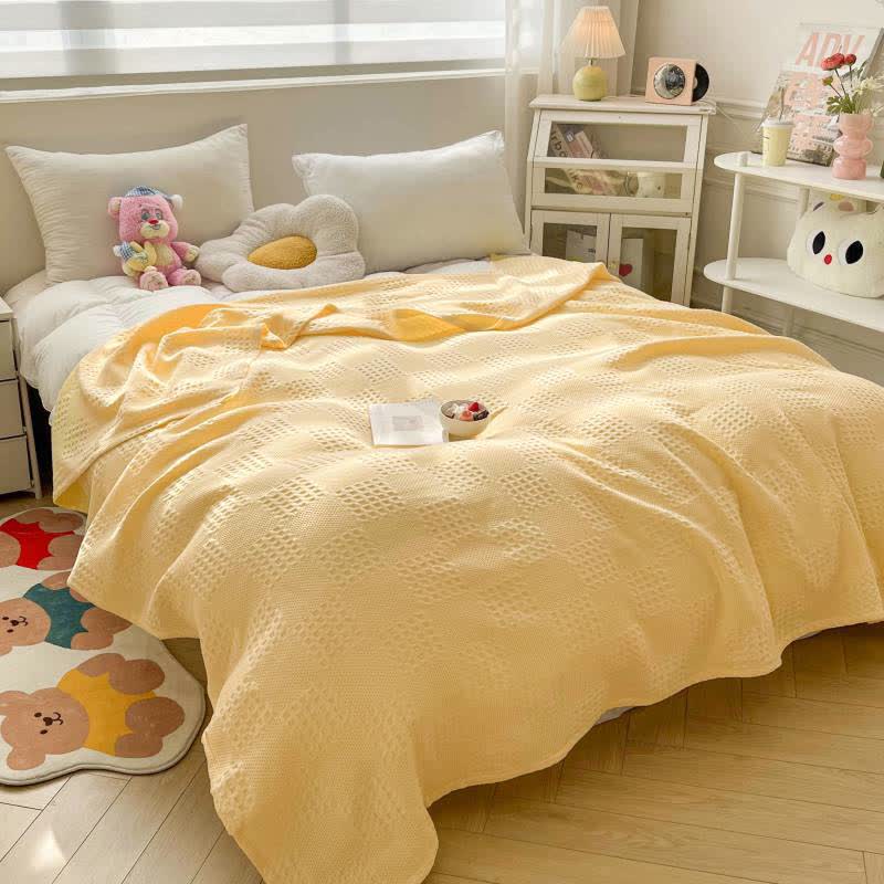 Cotton quilt – Waffle texture – Lightweight summer blanket – Soft and breathable