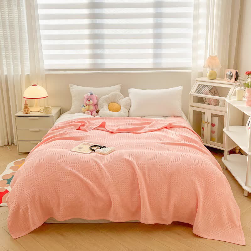 Cotton quilt – Waffle texture – Lightweight summer blanket – Soft and breathable