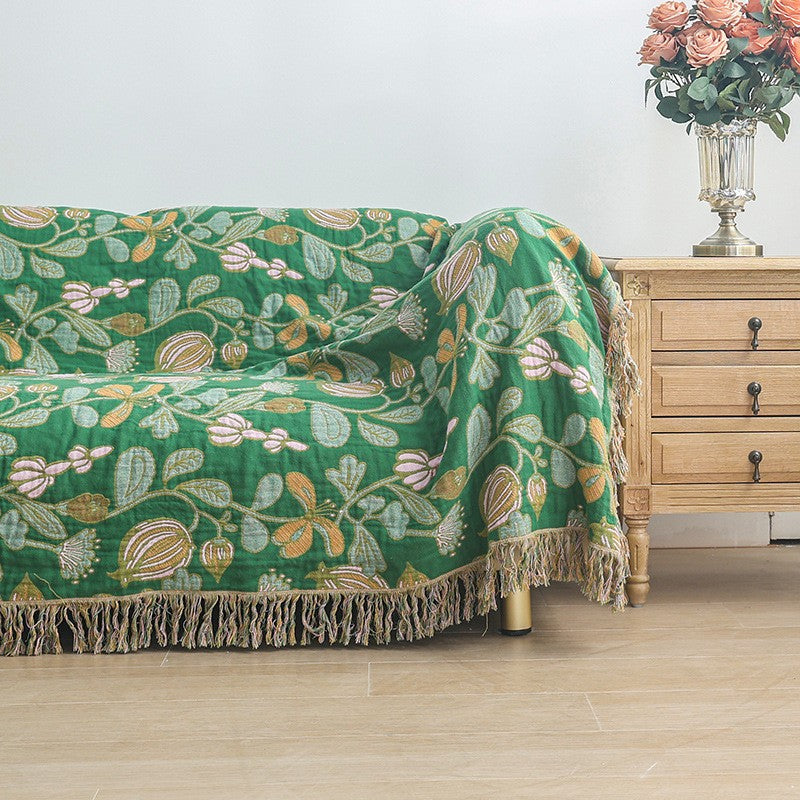 Cotton throw blanket – Floral design – Reversible – Cozy home accent