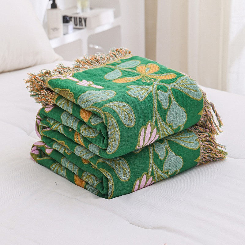 Cotton throw blanket – Floral design – Reversible – Cozy home accent