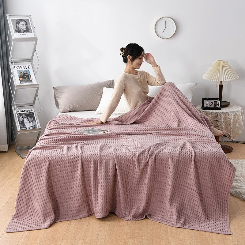 Cotton waffle blanket – Earthy tones – Versatile home accessory