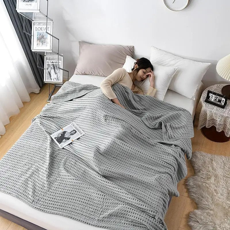 Cotton waffle blanket – Earthy tones – Versatile home accessory