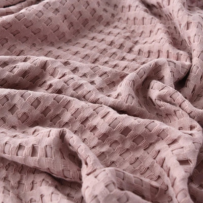 Cotton waffle blanket – Earthy tones – Versatile home accessory
