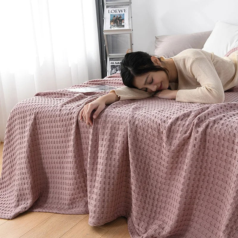 Cotton waffle blanket – Earthy tones – Versatile home accessory