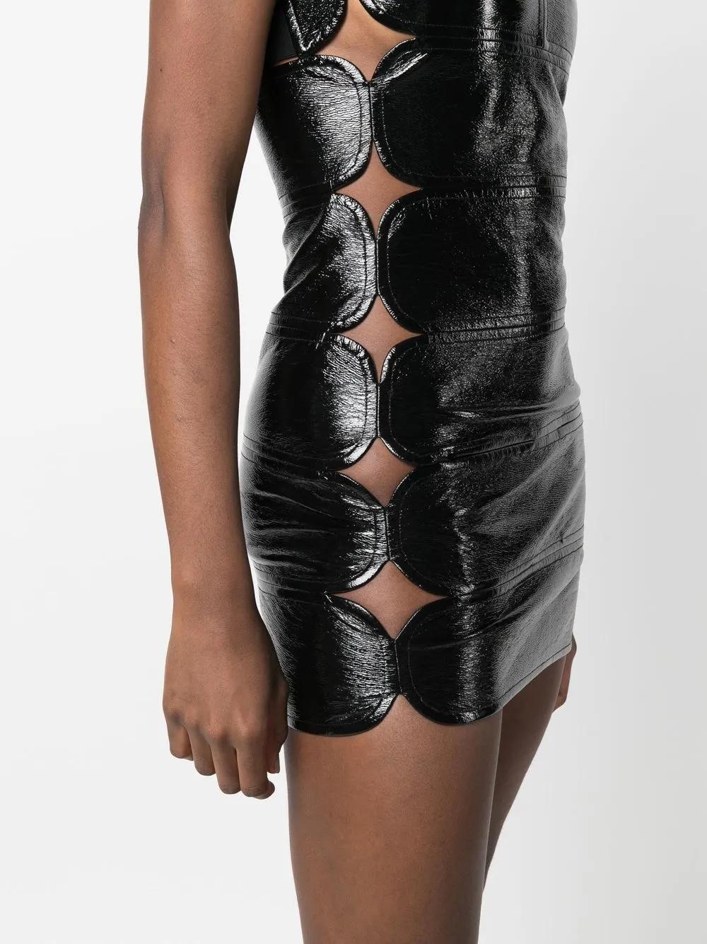 Patent Leather Cut Out Mini Dress