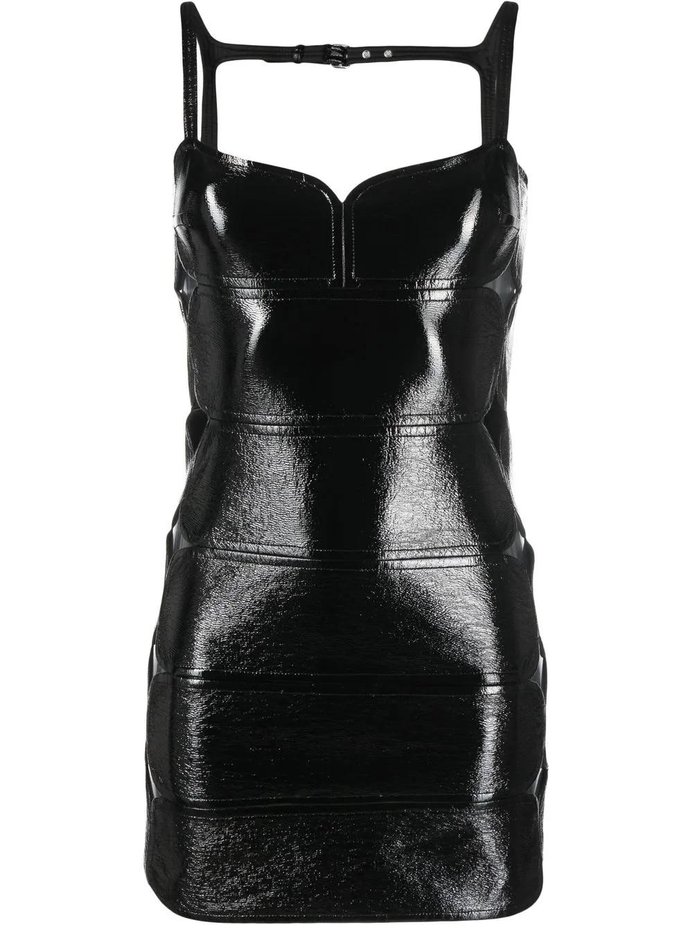 Patent Leather Cut Out Mini Dress