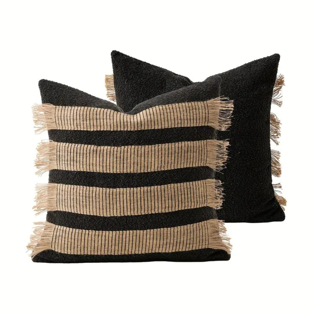 Cushion cover – Soft microfiber blend – Bohemian stripe design – Stylish home décor accessory