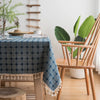 Custom Linen Tablecloth with Blue Stripes - Elegant Christmas Table Cover, Multiple Sizes for Banquet Dining