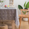 Custom Linen Tablecloth with Blue Stripes - Elegant Christmas Table Cover, Multiple Sizes for Banquet Dining