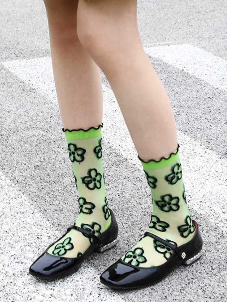 Adorable Printed Crystal Sheer Stockings