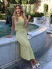 Lemon Yellow Knit Midi Skirt Set