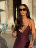 Elegant Burgundy Tiered Maxi Dress