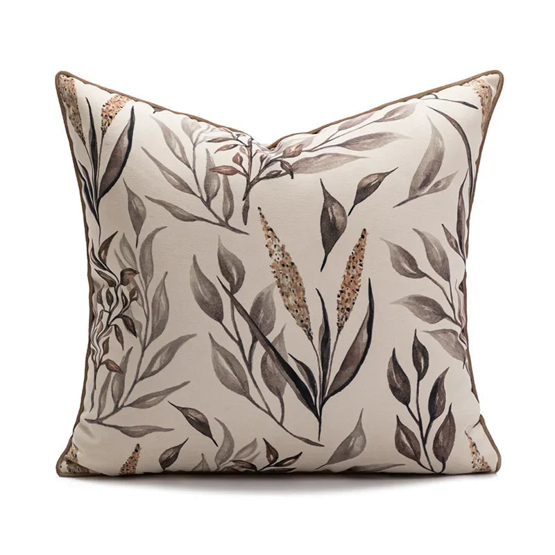 Decorative pillow cover – Jacquard fabric – Brown coffee – Stylish cushion cover for living room or bed – 17.7 x 17.7 in