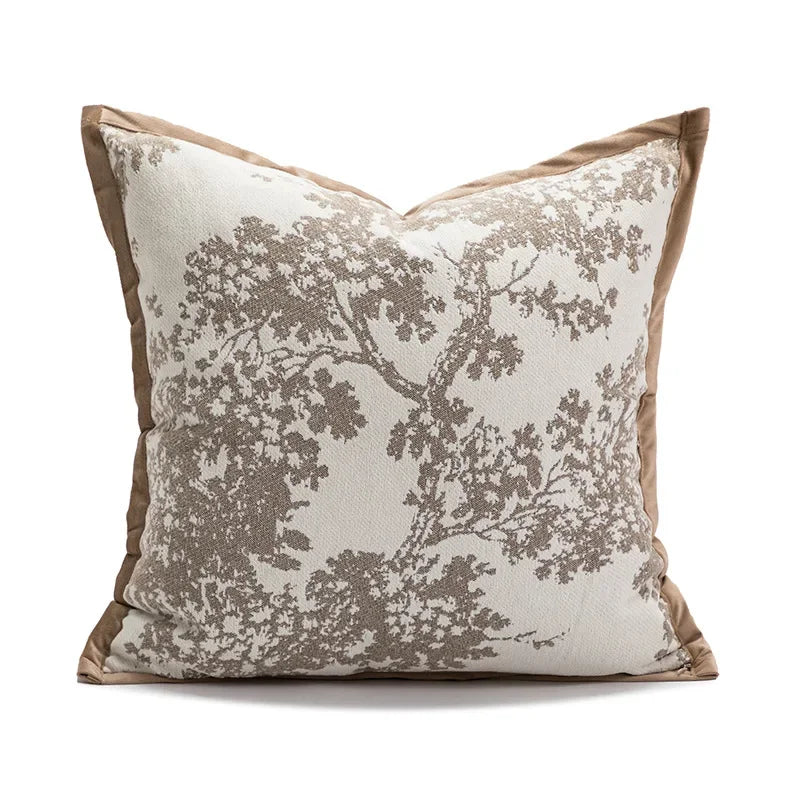 Decorative pillow cover – Jacquard fabric – Brown coffee – Stylish cushion cover for living room or bed – 17.7 x 17.7 in