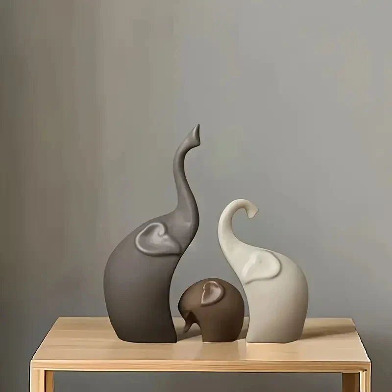 Decorative statue – Nordic elephant figurines – Gray resin – Unique desktop ornament – Thoughtful gift idea