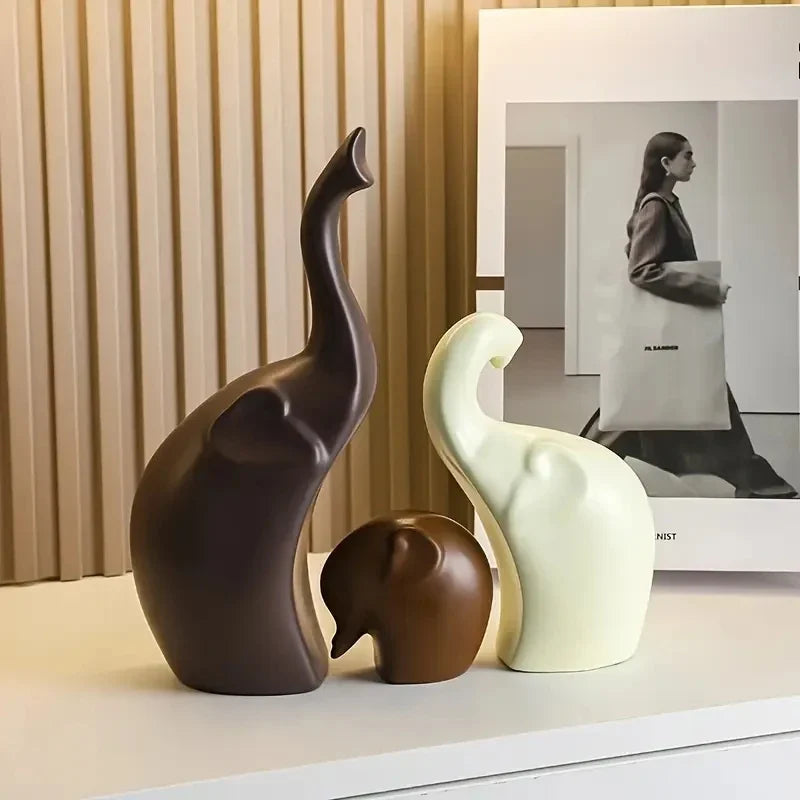 Decorative statue – Nordic elephant figurines – Gray resin – Unique desktop ornament – Thoughtful gift idea