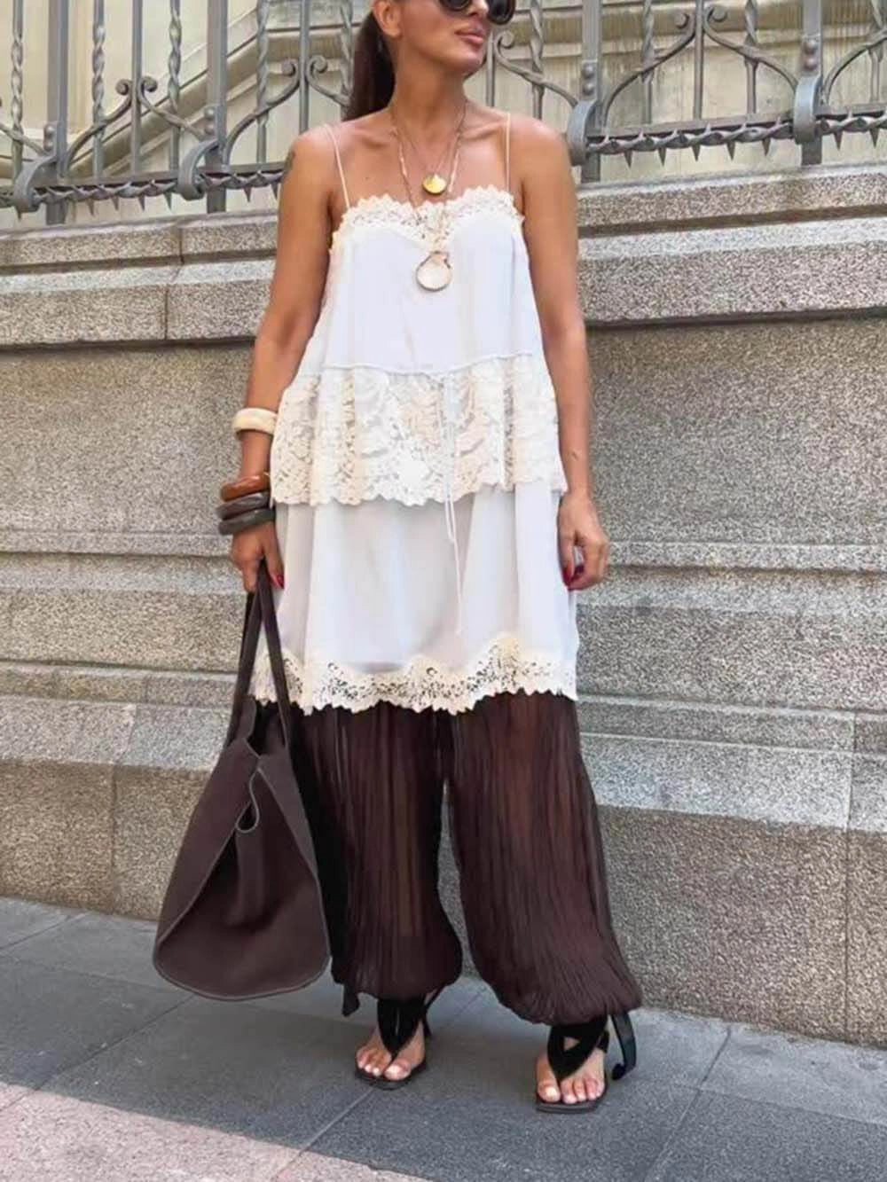Bohemian Ruched Loose Lantern Pants Set