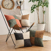 Denim cushion cover – Yarn-dyed polyester – Modern rustic design – Versatile home accessory