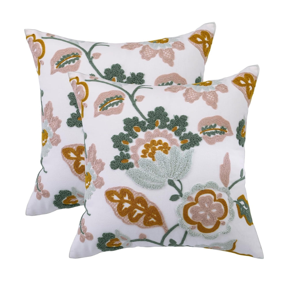 Denza Farmhouse Floral Tufted Cushion Cover
