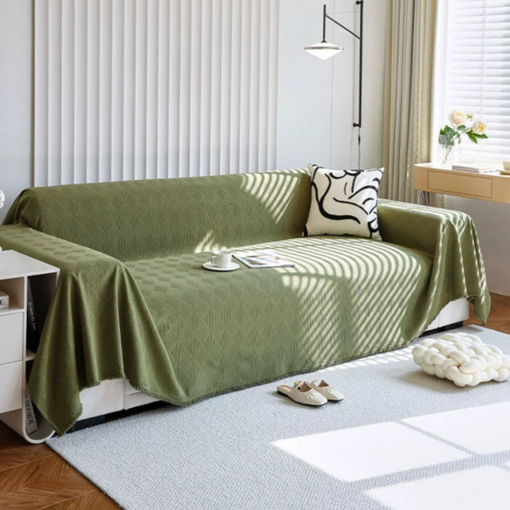 Black solid color sofa cover, modern couch slipcover for living room protection and minimalist home decor