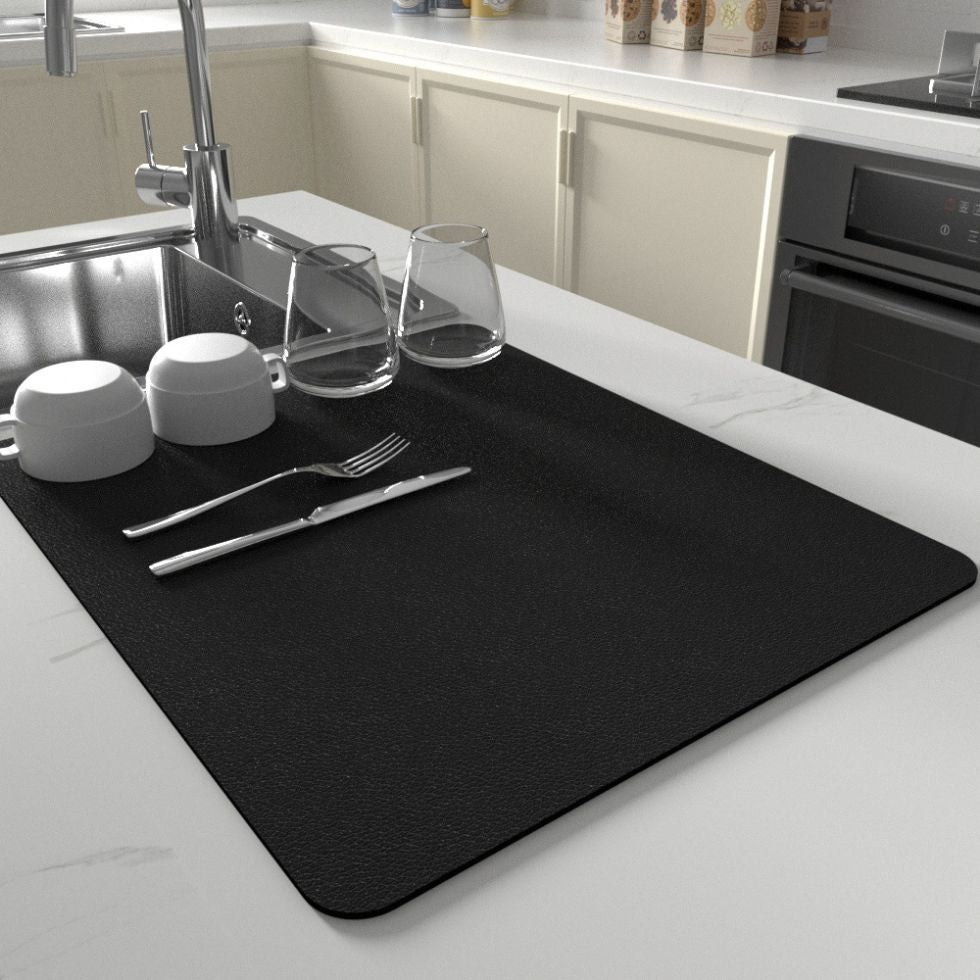Dish mat – Ultra absorbent microfiber – Quick-dry design – Stylish kitchen essential