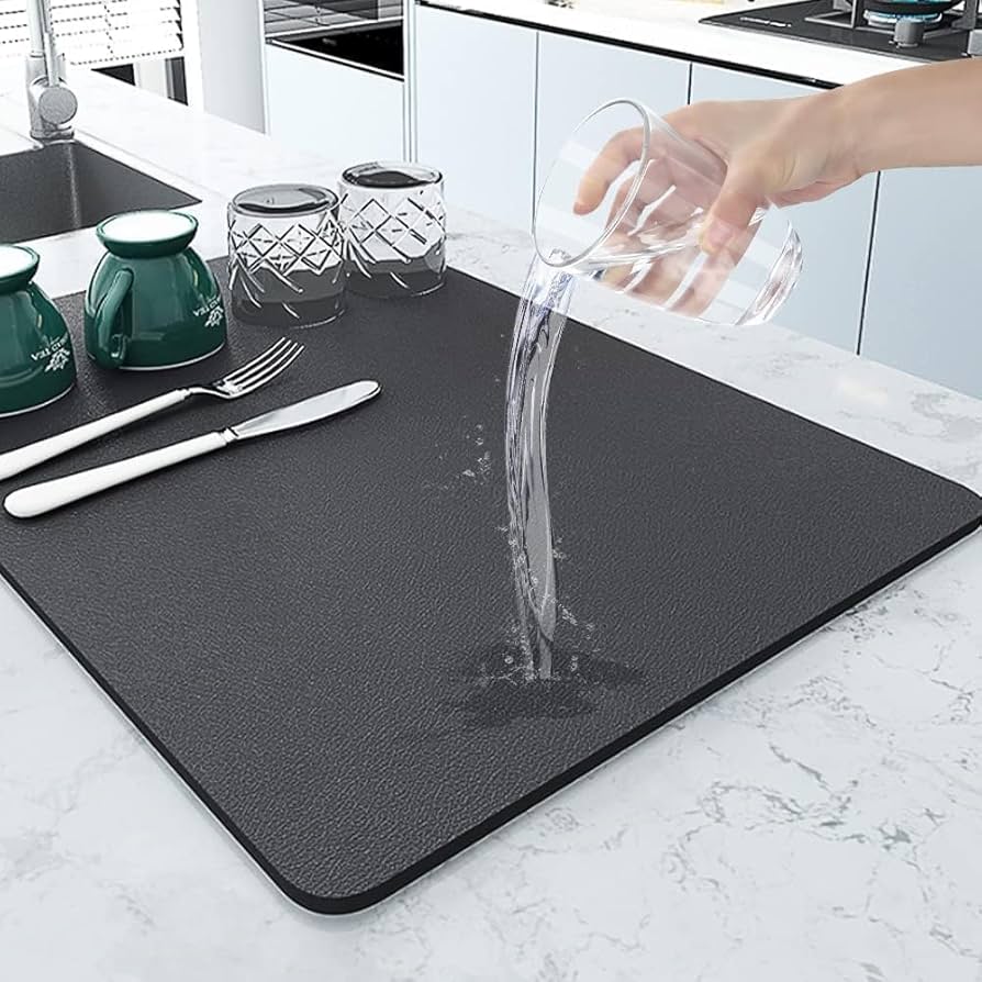 Dish mat – Ultra absorbent microfiber – Quick-dry design – Stylish kitchen essential