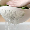 Drain basket – Durable plastic – Compact white design – Ideal for draining rice, fruits, and vegetables – 8.7 x 6.9 x 4.9 in