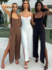 Backless Split Long Sleeveless Cami Jumpsuits