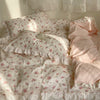 Duvet cover set – Embroidered pink floral design – Queen or King size options