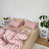 Duvet cover set – 100% cotton – Pink stripe design – Queen or king size – Modern bedroom essential