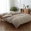 Duvet cover set – Soft cotton blend – Brown gingham design – Cozy minimalist style – Available in Twin, Queen, King
