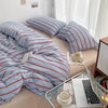 Duvet cover set – Washed cotton – Red and blue stripe design