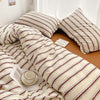 Duvet cover set – Washed cotton – Red and blue stripe design