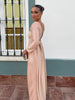 Elegant Blush Pink Sequin Cut Out Maxi Dress