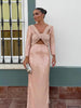 Elegant Blush Pink Sequin Cut Out Maxi Dress