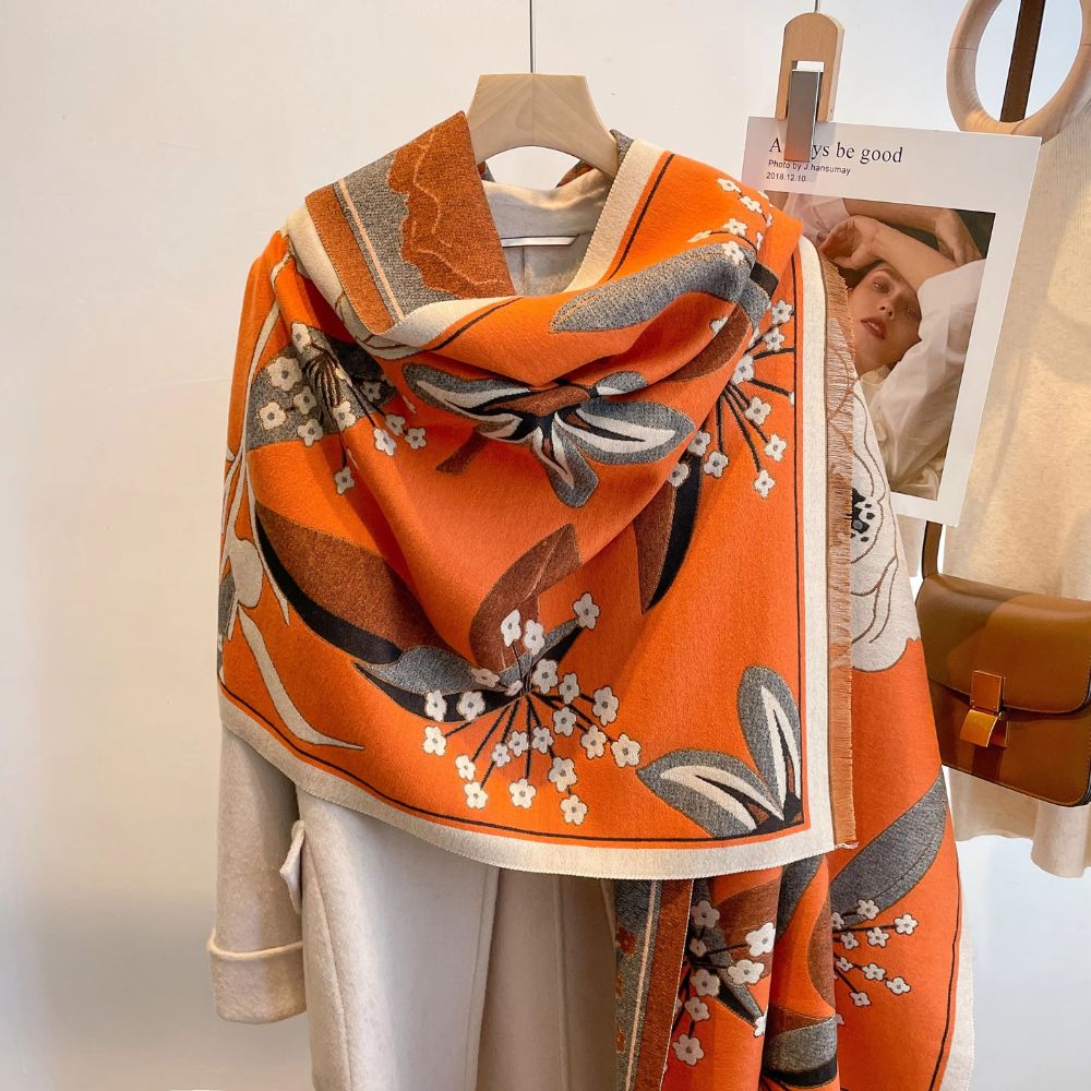 Elegant Floral Jacquard Woven Scarf