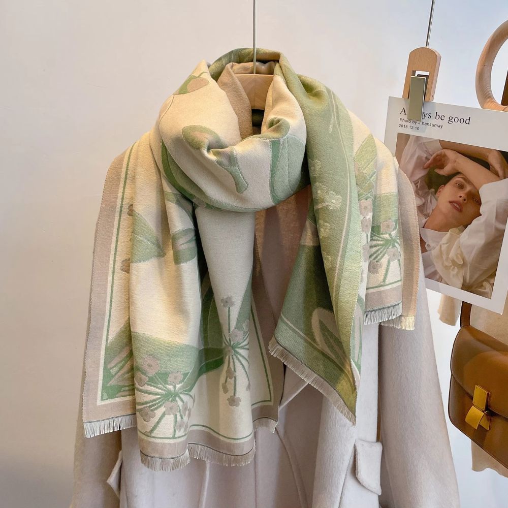 Elegant Floral Jacquard Woven Scarf