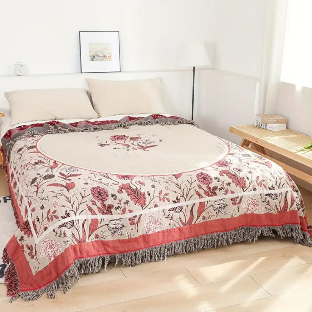 Elira Rose Floral Cotton Blanket