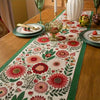 Embroidered Floral Tassel Table Runner