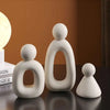 Family statue – Modern resin sculpture – White and grey finish – Nordic home decor for living room or bedroom