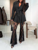 Fashion Floral Lace High Rise Elastic Waist Fishtail Hem Pants Set