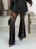 Fashion Floral Lace High Rise Elastic Waist Fishtail Hem Pants Set